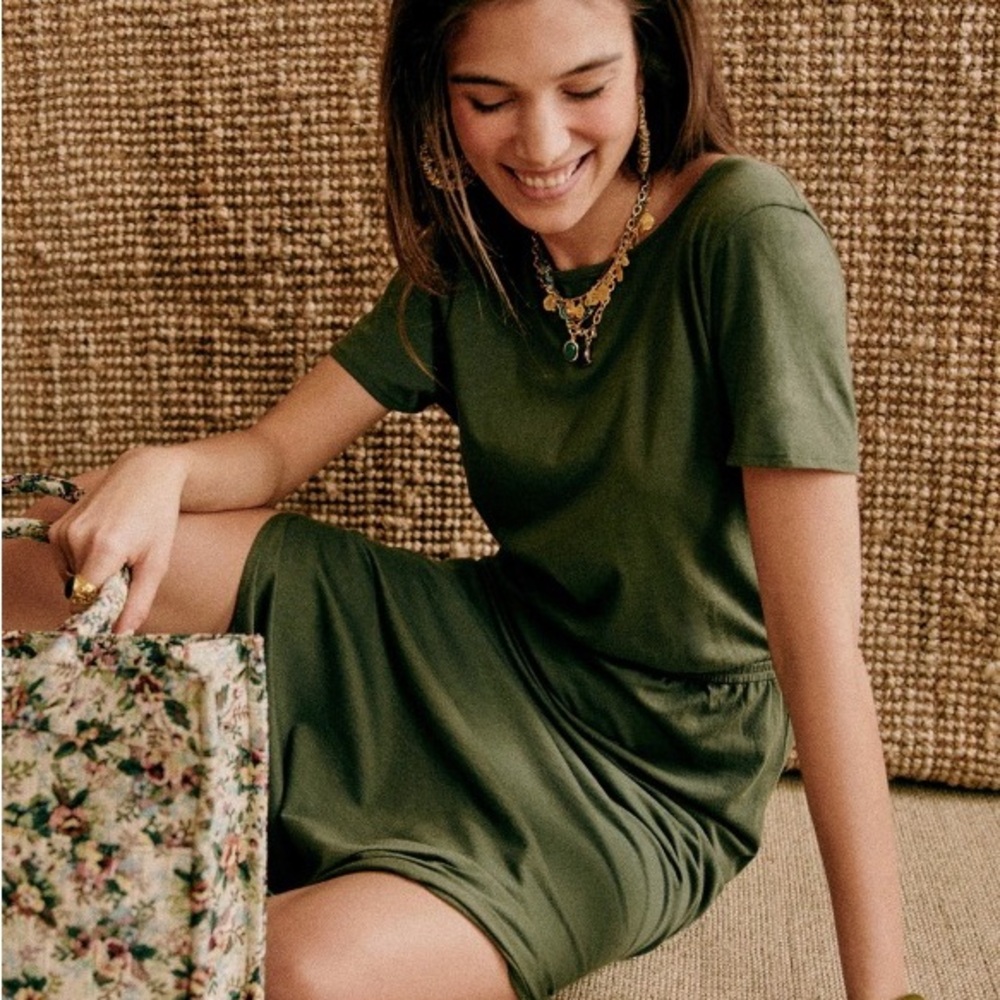 Sezane Green Midi Dress